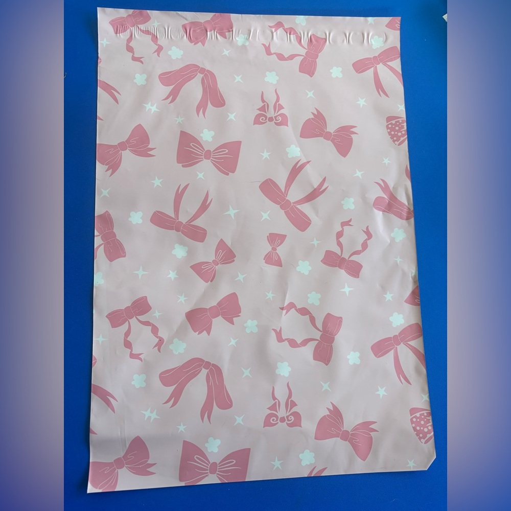 Choice: 15 Patterned Polymailers: Pink Bows, Butterflies, or Flowers - 10” x 13”